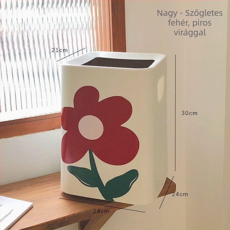 Instagram-stílusú műanyag kuka otthoni használatra, hengeres, 6 liter