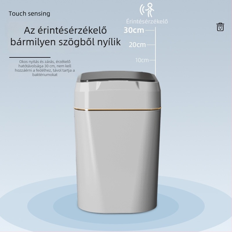 Okos szenzoros szemetes fedővel, négyzet alakú műanyag kuka, 26 L feletti kapacitás, konyha és fürdőszoba számára, több zónás osztályozás