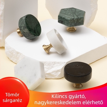 Nordic minimalist egyetlen lyukas kör alakú hexagonális profilú fogantyú szekrényhez, márvány és réz
