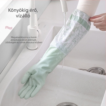 Vízálló PVC mosogatókesztyű fleece béléses, vastag és tartós, nőknek, otthoni használatra – konyha és mosás