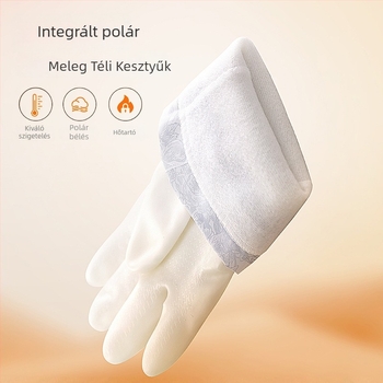 Vízálló PVC mosogatókesztyű fleece béléses, vastag és tartós, nőknek, otthoni használatra – konyha és mosás