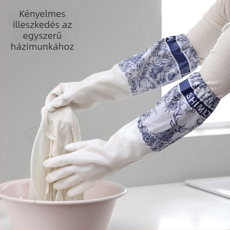 Vízálló PVC mosogatókesztyű fleece béléses, vastag és tartós, nőknek, otthoni használatra – konyha és mosás