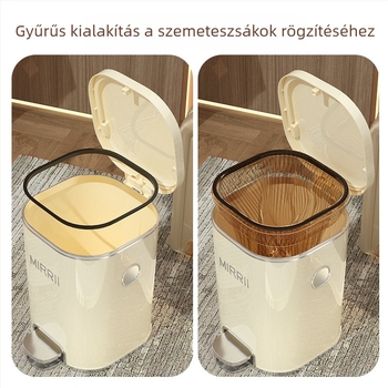 Lábpedálos szemetes rugós fedéllel, otthoni használatra, négyzet alakú, nagy kapacitású, konyha, nappali és fürdőszoba számára.