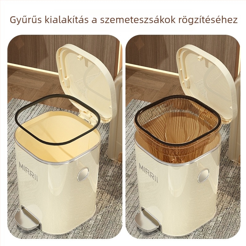 Lábpedálos szemetes rugós fedéllel, otthoni használatra, négyzet alakú, nagy kapacitású, konyha, nappali és fürdőszoba számára.