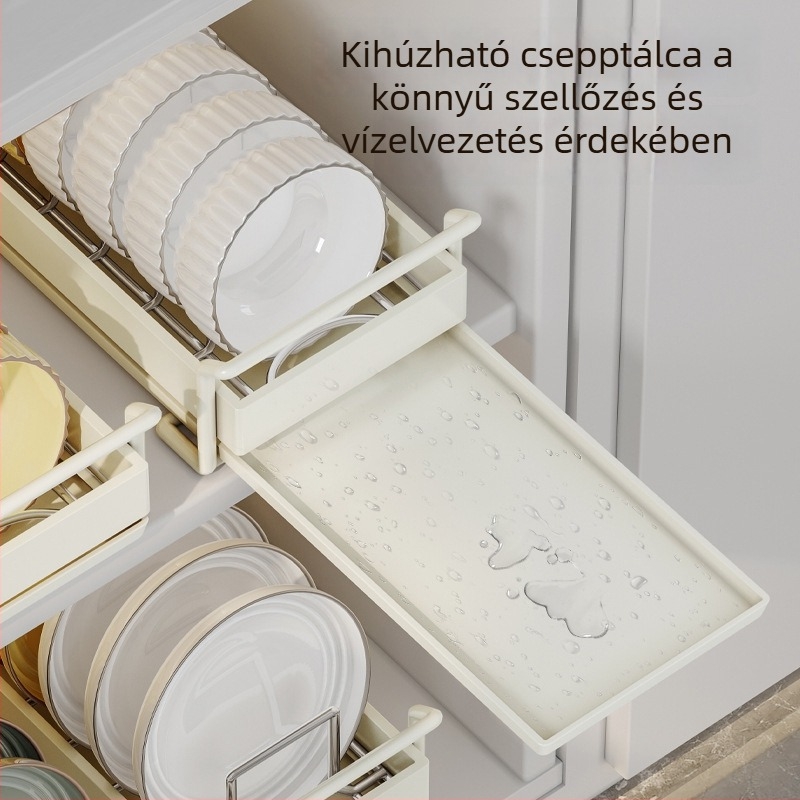 Húzható tányér- és tálrács rozsdamentes acélból – konyhai szekrény szervező