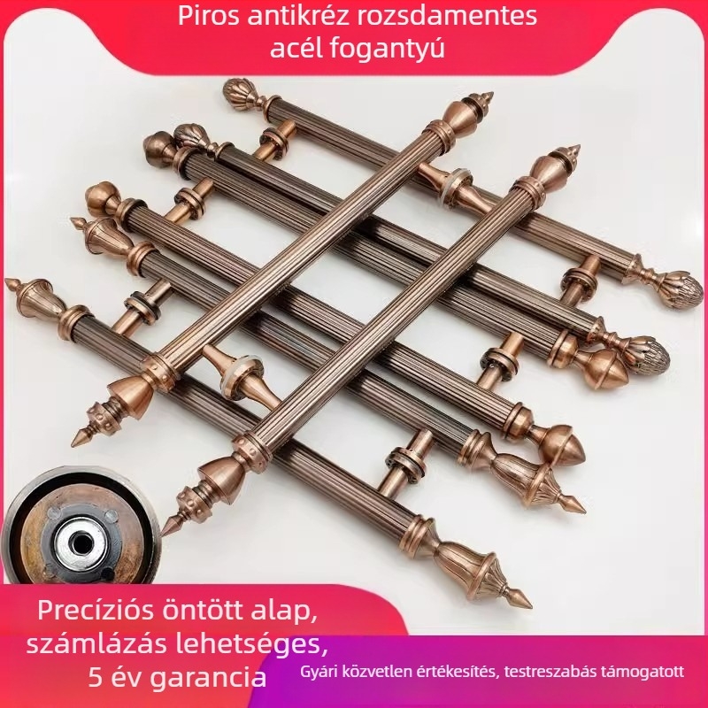 Antik réz luxus ajtófogantyú szállodákhoz, klubokhoz és villákhoz — vastított rozsdamentes acél üvegezett ajtókhoz, rejtett rögzítés