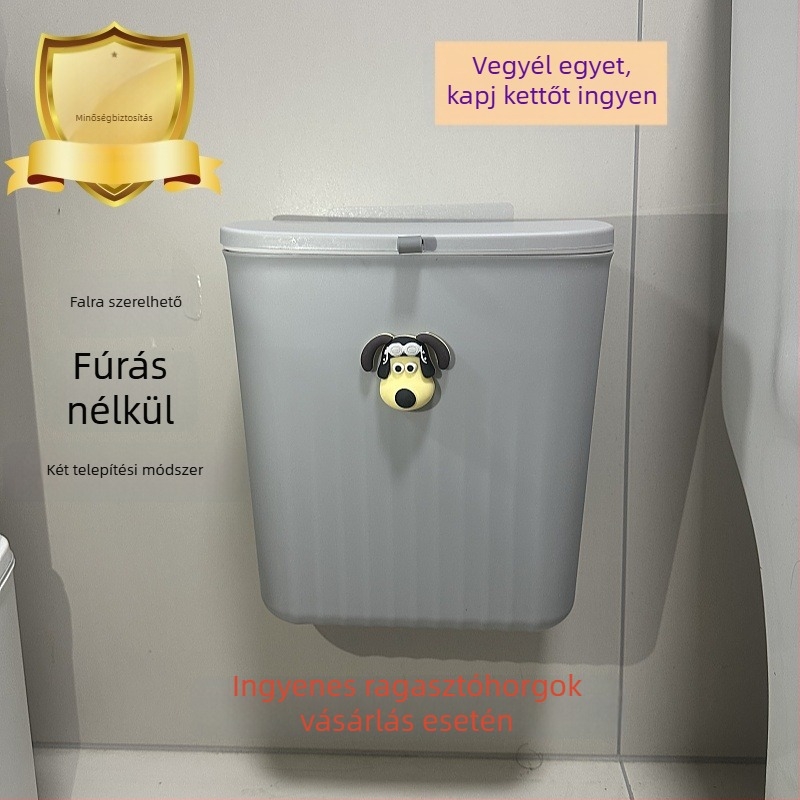 Konyhai falon lógó szemetes fedővel, ajtóhoz rögzíthető