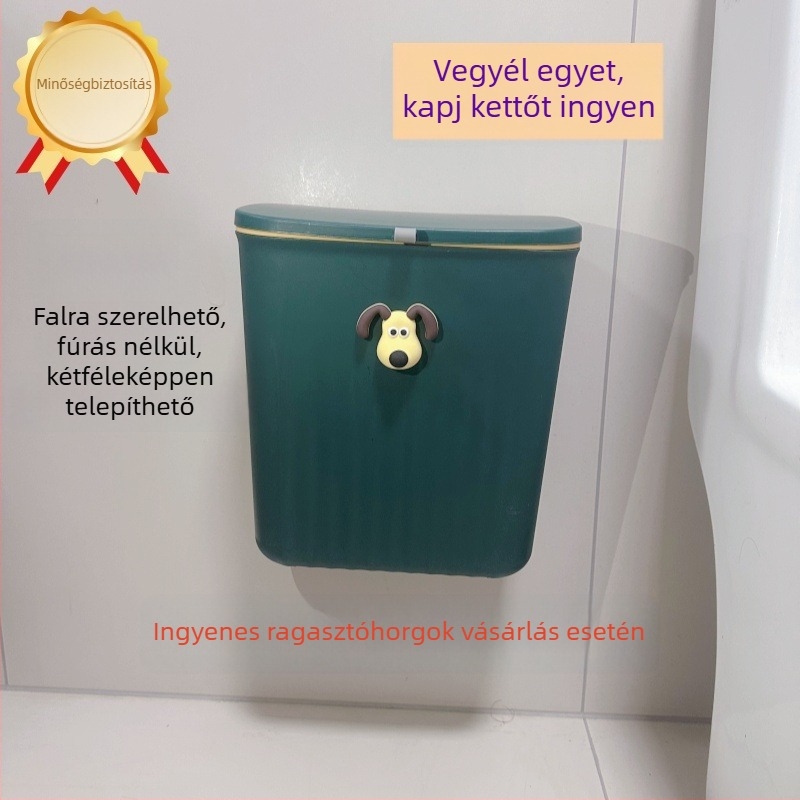 Konyhai falon lógó szemetes fedővel, ajtóhoz rögzíthető