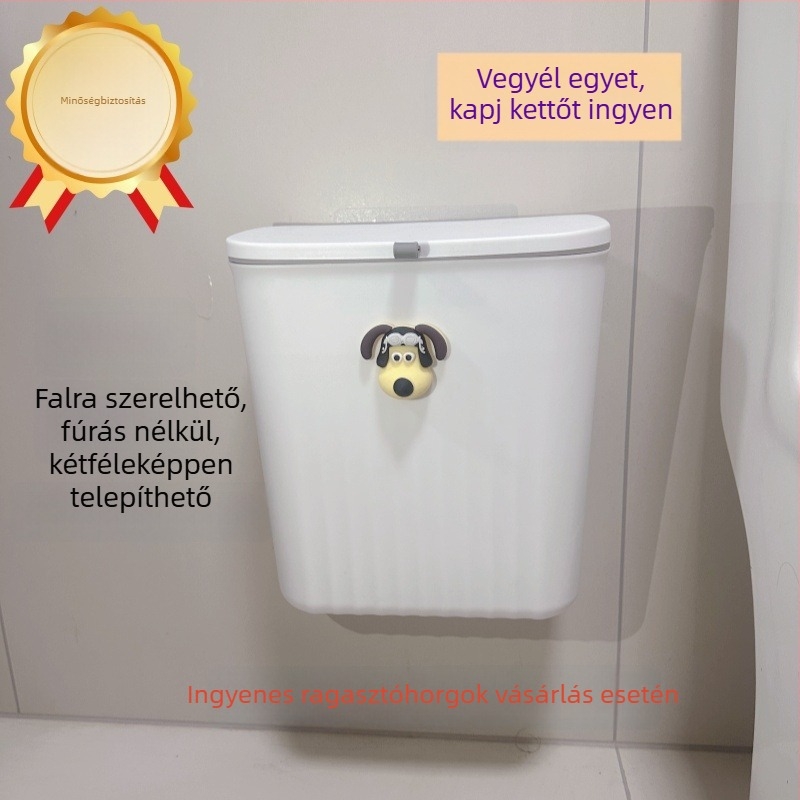 Konyhai falon lógó szemetes fedővel, ajtóhoz rögzíthető