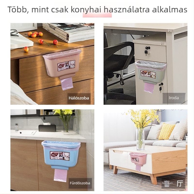Fali szemetes a konyhaszekrény ajtajára, kreatív fürdőszobai szemetes, műanyag tartály háztartási használatra
