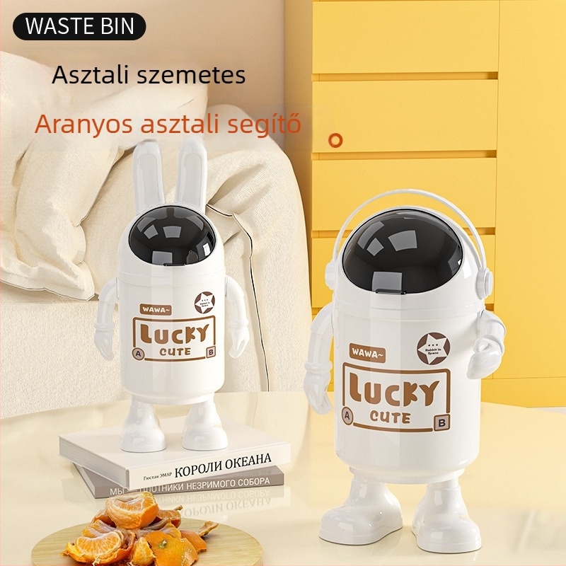 Új, aranyos űrhajós nyuszi asztali szemetes és mini ceruzatartó tároló – otthonra és irodába