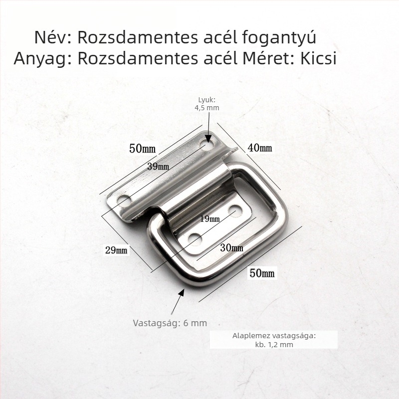 Rozsdamentes acélból készült felületre szerelt fogantyú fa dobozokhoz és poggyászhoz, mechanikus fogantyú