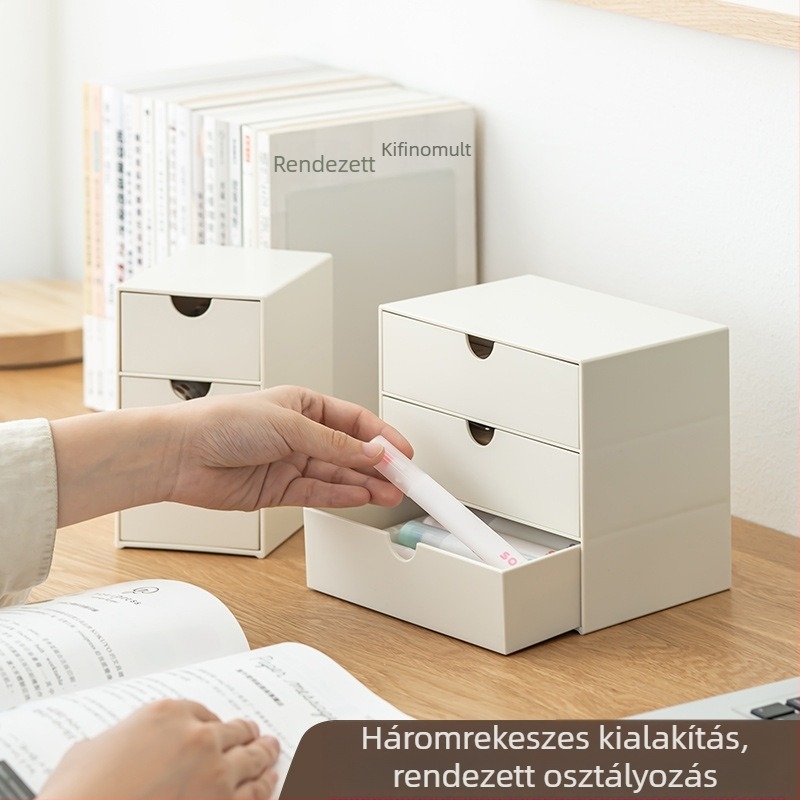 Kreatív asztali tároló fiókos, műanyag rendező szekrény irodai és otthoni használatra, kozmetikumok és mindennapi szükségletek