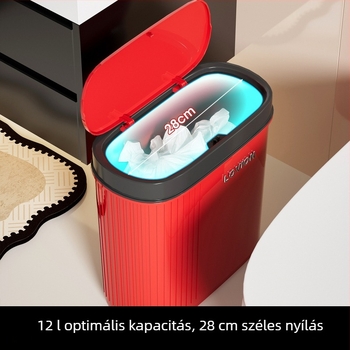 Fürdőszobai szemetes, nagy kapacitású, vékony profilú, fedéllel, elegáns dizájn, nappali és hálószoba számára