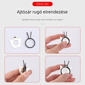 Univerzális ajtózár-hardver készlet körkörös visszatérő rugóval, sík rugóval, dupla zár és gyors mechanizmussal, kilinccsel