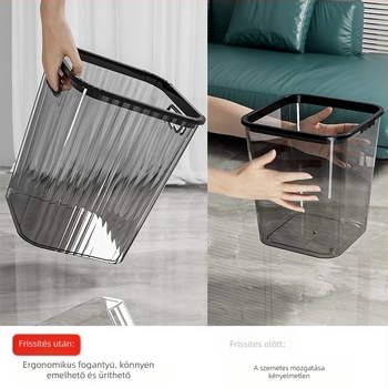 Átlátszó PET szemetes, elegáns minimalistikus dizájn, 12 literes konyhai kuka