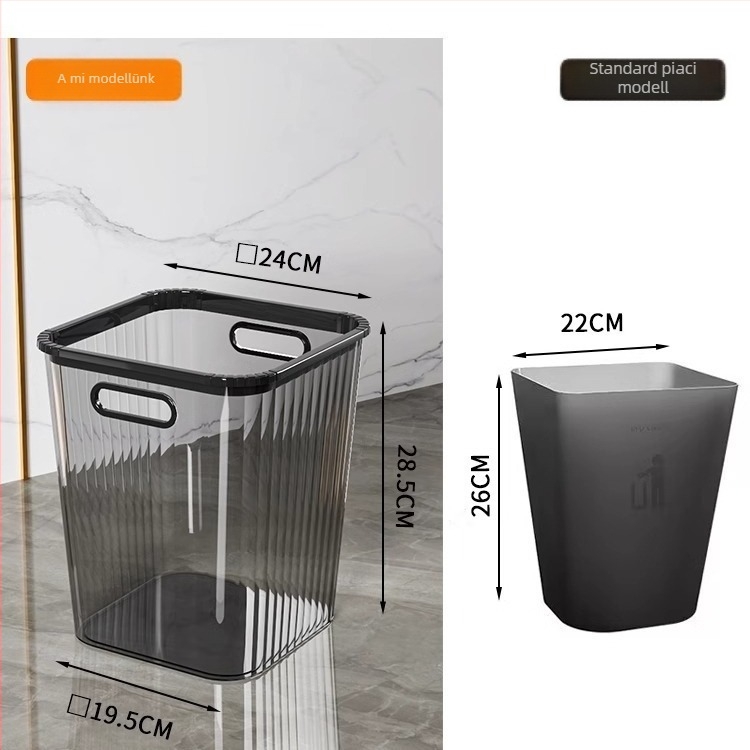 Átlátszó PET szemetes, elegáns minimalistikus dizájn, 12 literes konyhai kuka