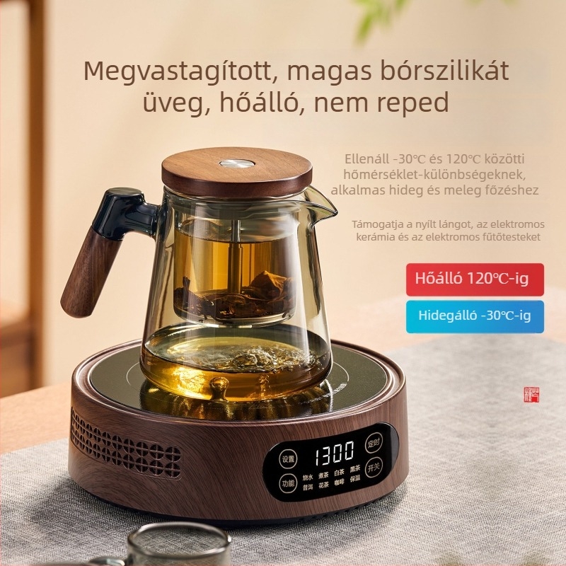 Jieanxi egy érintéses teafilter infúzor teáskanna, teavíz szétválasztás, fa fogantyú, 750 ml