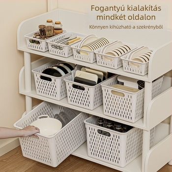 PP műanyag asztali tárolókosár – nyitott, 3 rekesz, kozmetikumok, fehérneműk, zoknik és játékok számára