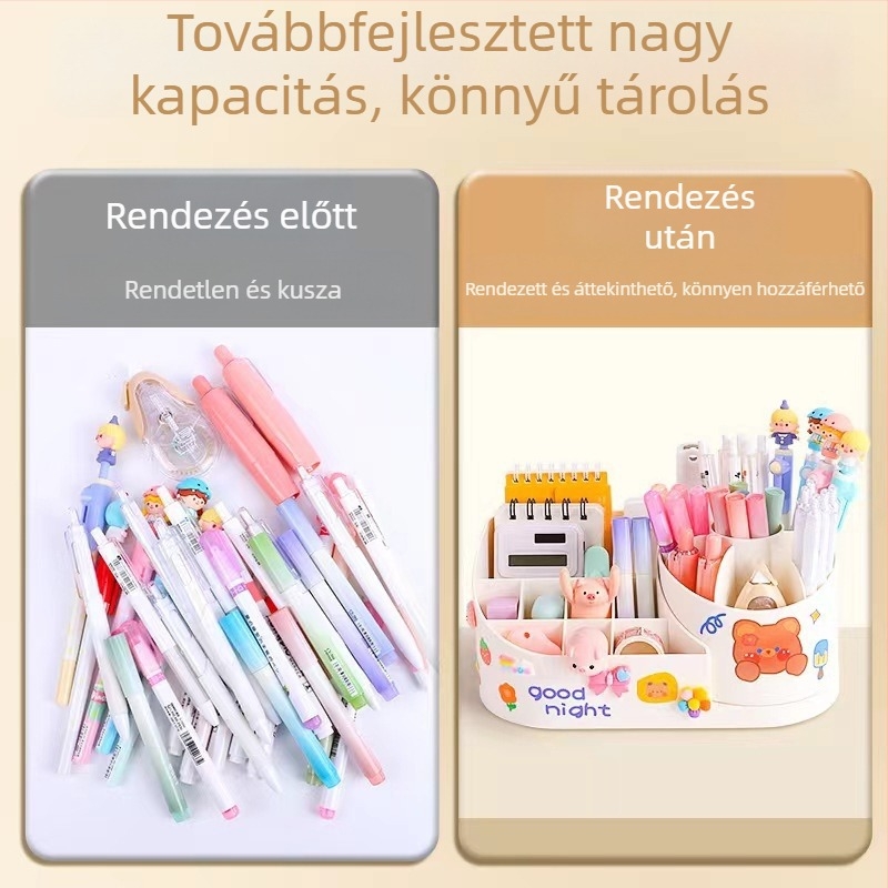 Forgó kozmetikai tároló doboz rekeszekkel ecsetekhez – asztali szervező