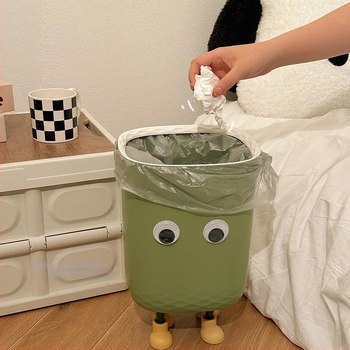 Kedves, kreatív négyszögletes műanyag szemetes fedél nélkül, kapacitás alatt 4 liter, otthonra, hálószobába, nappaliba, kollégiumba és irodába