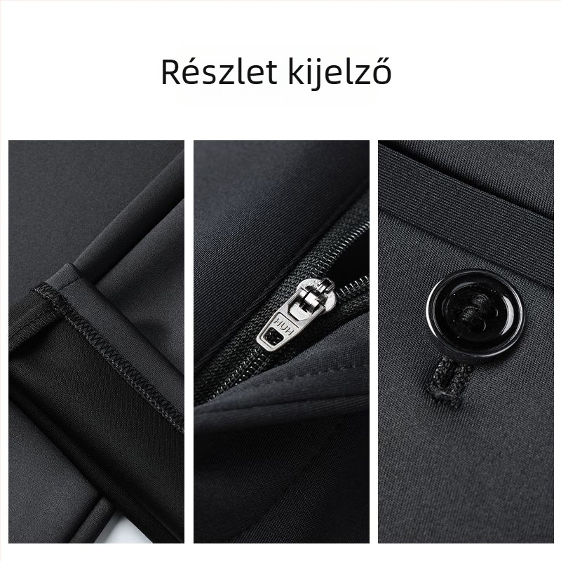 Férfi szabadidőnadrág téli, vastag fleece belsővel, elasztikus, egyenes szabás, magas derék, klasszikus stílus