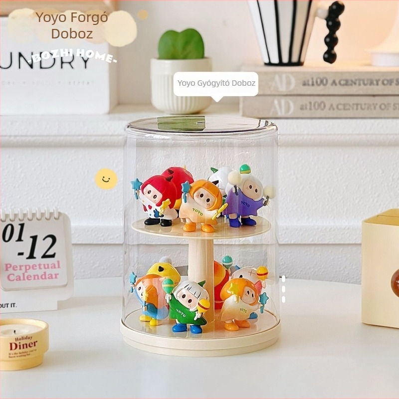 Yoyo forgó tárolóállvány, áttetsző akril, rétegzett asztali kiállító doboz Pop Mart figurákhoz