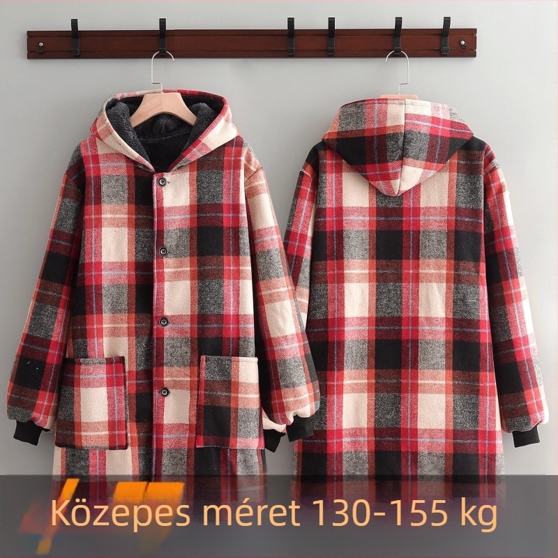 Melegített, vastag téli konyhai kötény hosszú ujjú felnőtteknek – olajálló, csíkos