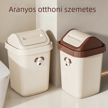 Négyszögletes hulladékgyűjtő felnyitható fedéllel, aranyos kölyökkutya dizájnnal, nappali, hálószoba, fürdőszoba és iroda számára, 12 L+