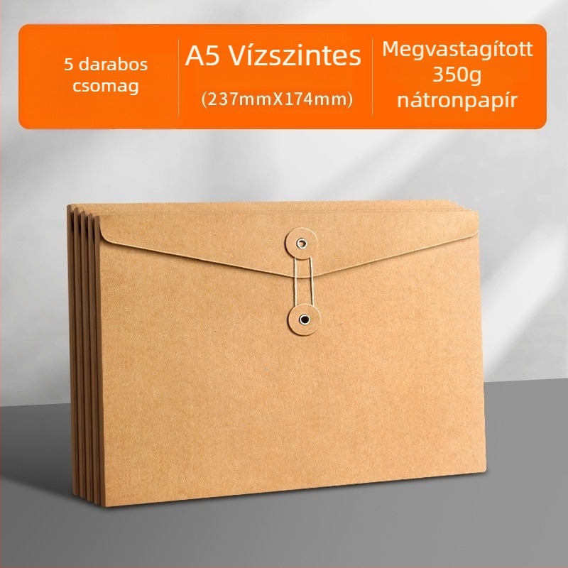 A4-es méretű vastagított kraftpapír dokumentumtáska, iroda, nagy kapacitású