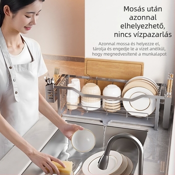 304 rozsdamentes acél leeresztő polc, keskeny élű konyhai tároló, többfunkciós leeresztő kosár edényekhez