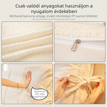 Krémszínű ágy oldalsóvédő huzat puha párnázott háttámlával, ütésvédő, porálló, levehető