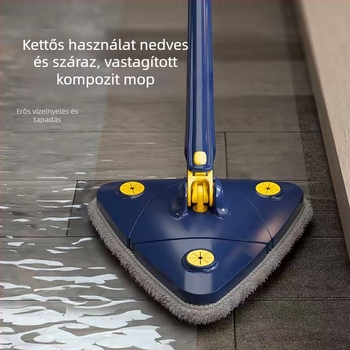 Háromszög alakú felmosó automata kicsavarással — 360° tisztítás falakhoz, mennyezethez és csempéhez — háztartási tisztító eszköz, többfunkciós