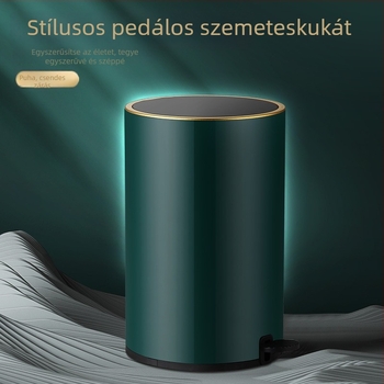 Rozsdamentes acél pedálos szemetes fedővel, 8 L, hordó alakú, konyha, fürdőszoba, nappali és iroda számára