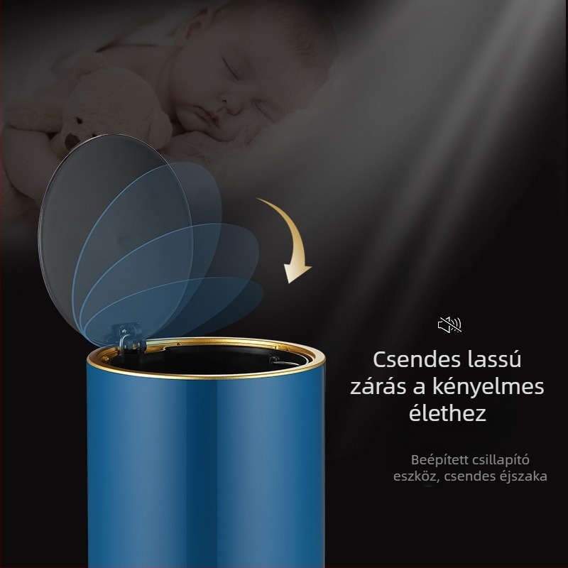 Rozsdamentes acél pedálos szemetes fedővel, 8 L, hordó alakú, konyha, fürdőszoba, nappali és iroda számára