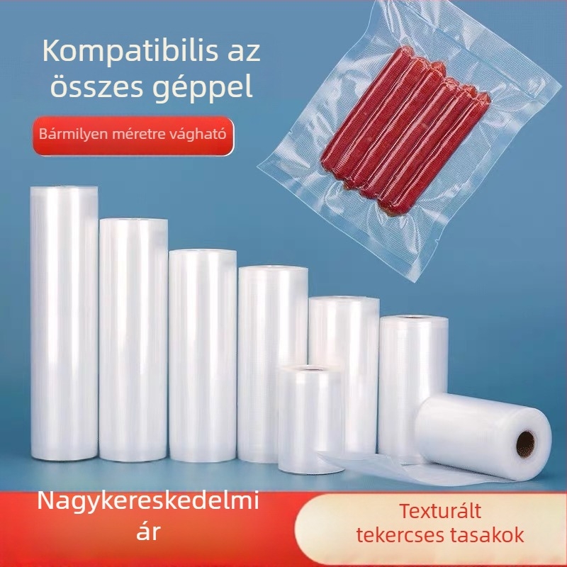 5 m PA+PE élelmiszer-minőségű vákuumzacskók, tömítő zacskók, alumíniumfóliás zacskók, háztartási texturált zárótekercsek