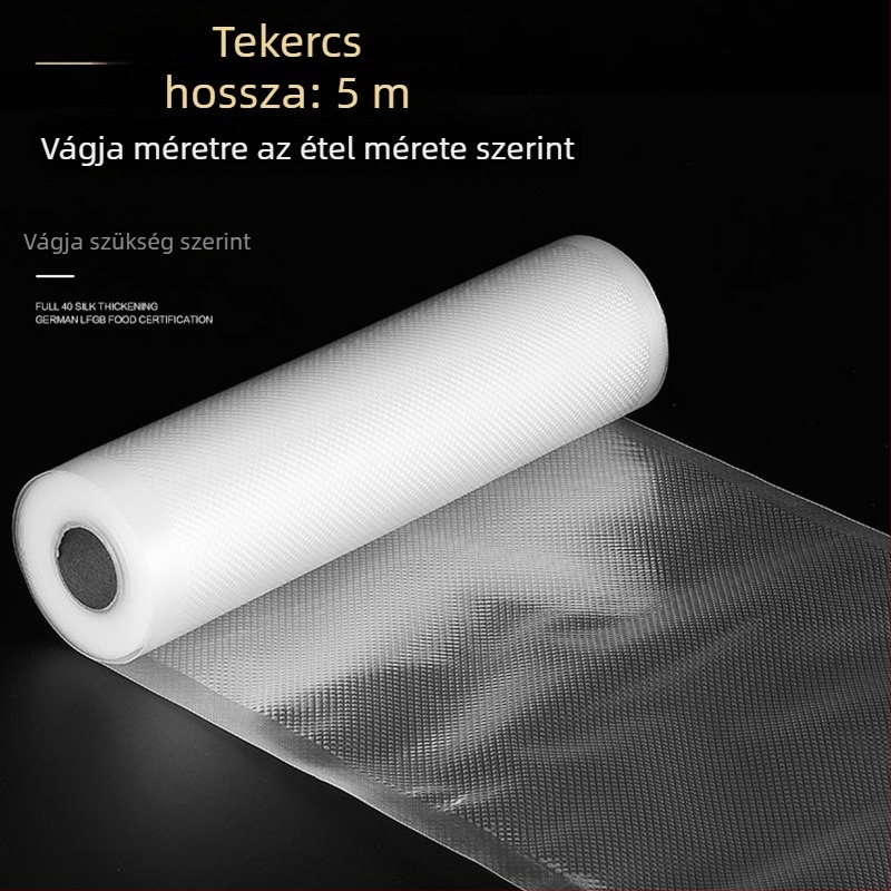 5 m PA+PE élelmiszer-minőségű vákuumzacskók, tömítő zacskók, alumíniumfóliás zacskók, háztartási texturált zárótekercsek