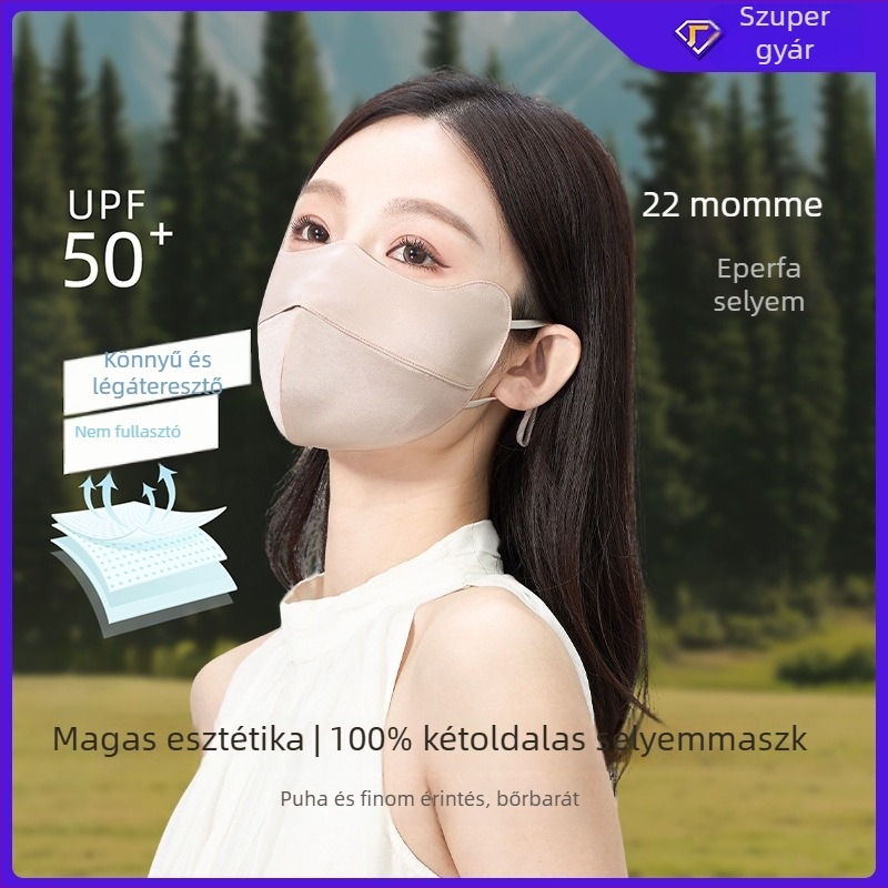 22 momme 100% mulberry selyem napvédő arcmaska nőknek, dupla oldalú selyem arcmaszk UV védelemmel