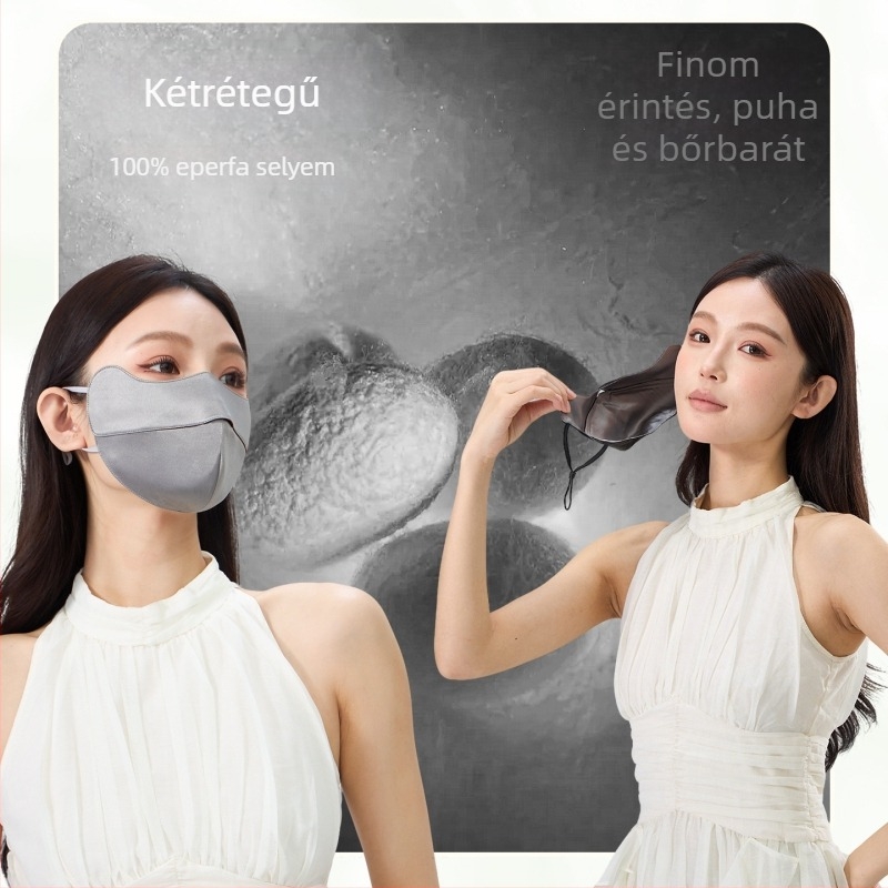 22 momme 100% mulberry selyem napvédő arcmaska nőknek, dupla oldalú selyem arcmaszk UV védelemmel