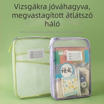 L alakú dokumentumtáska hálós háromrétegű rendszerezővel, cipzárral, nagy kapacitású