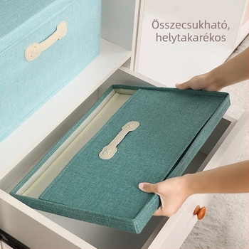 Pamut- és vászonanyagú tároló doboz fedéllel, ruhák rendezője otthoni használatra, összecsukható szekrényhez