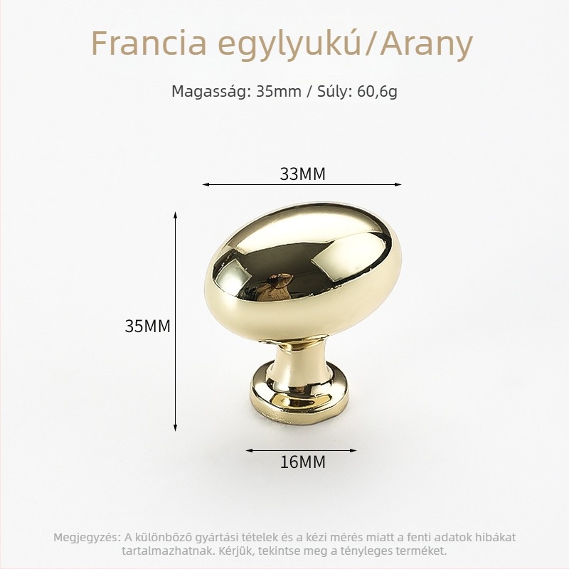 Arany tojás alakú szekrényfogantyú, francia stílus, modern minimalista tervezés, fiókokhoz, cipősszekrényhez és ruhásszekrényhez