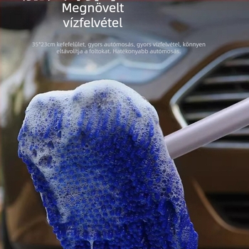 Autómosó mop vastag sörtéjű kefével autókhoz és nagy teherautókhoz, hosszú teleszkópos nyél