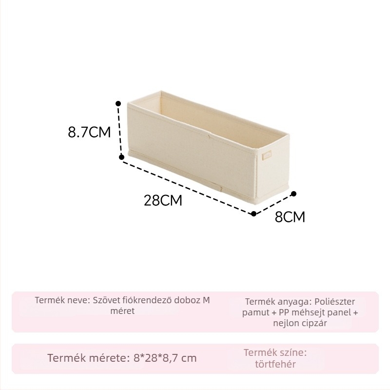 Textilből készült fiókos rendező elválasztókkal fehérneműk, zoknik és melltartók számára
