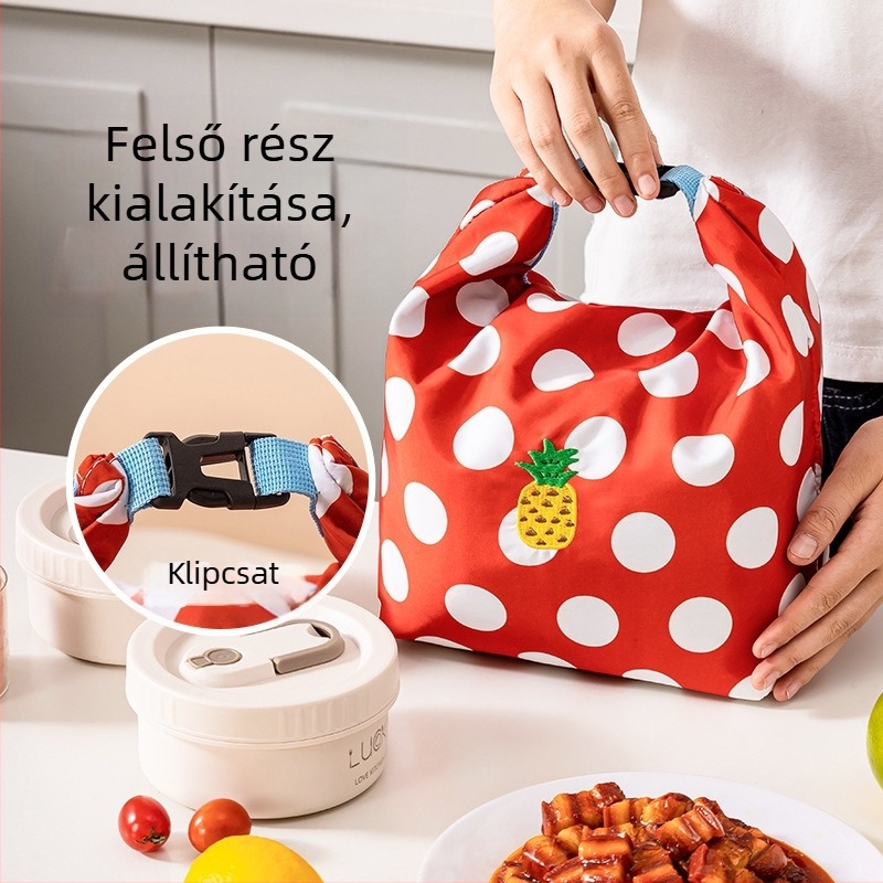 Szigetelt ebédtáska összecsukható húzózsinórral – vízálló tároló, sminkes neszeszer és piszkos ruhák tárolója