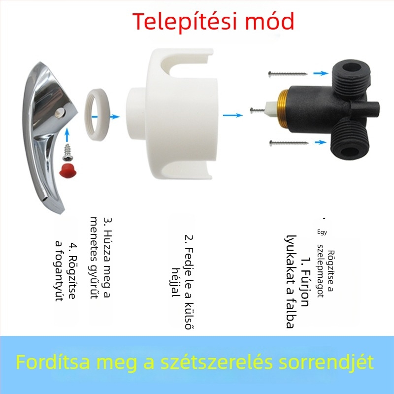 Elektromos vízmelegítő keverőfogantyú – U-alakú / falra szerelhető, zuhanyhoz univerzális