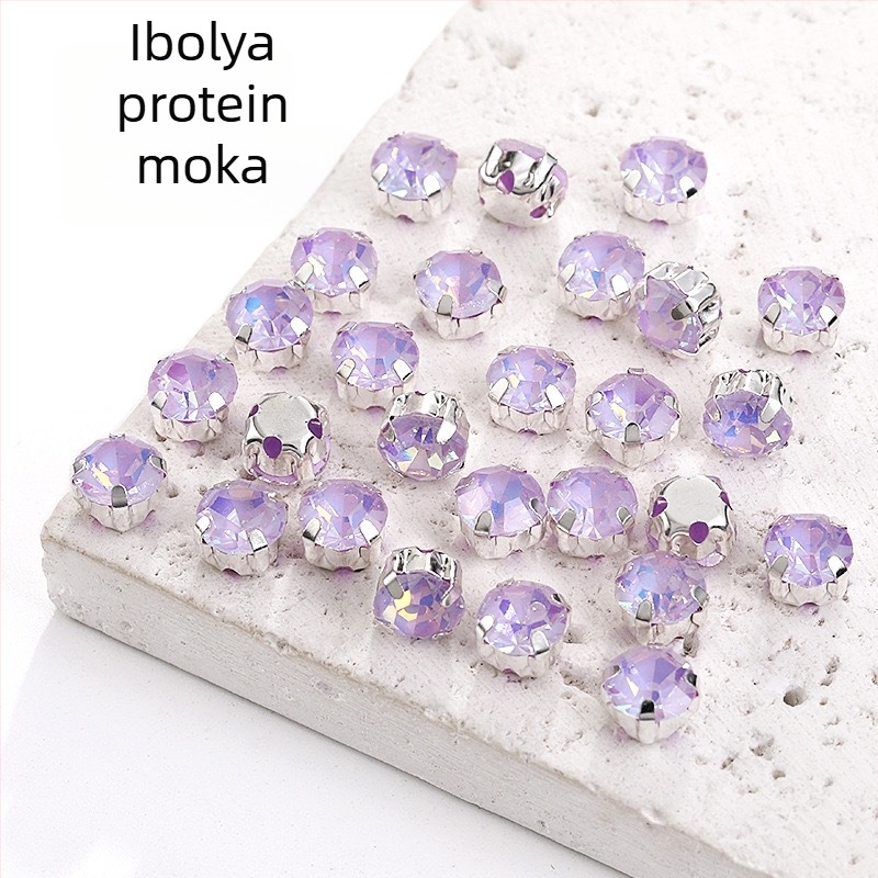 Mocha kézzel varrott gyémántkristályok, színes üvegkristályok, egyszárnyú foglalat, DIY esküvői ruhához és kiegészítőkhöz