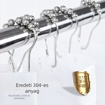 304 rozsdamentes acél gömb alakú függönygyűrű kampóval – zuhanyfüggönyhöz