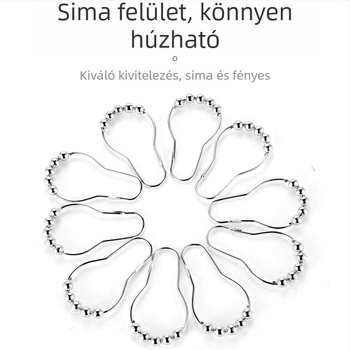 304 rozsdamentes acél gömb alakú függönygyűrű kampóval – zuhanyfüggönyhöz