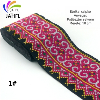 10 cm széles etnikus csipke chiffon anyagokhoz, hímzett gallér díszítés